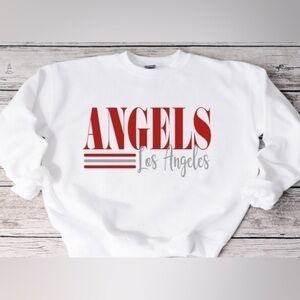 Angels Striped Crewneck- white